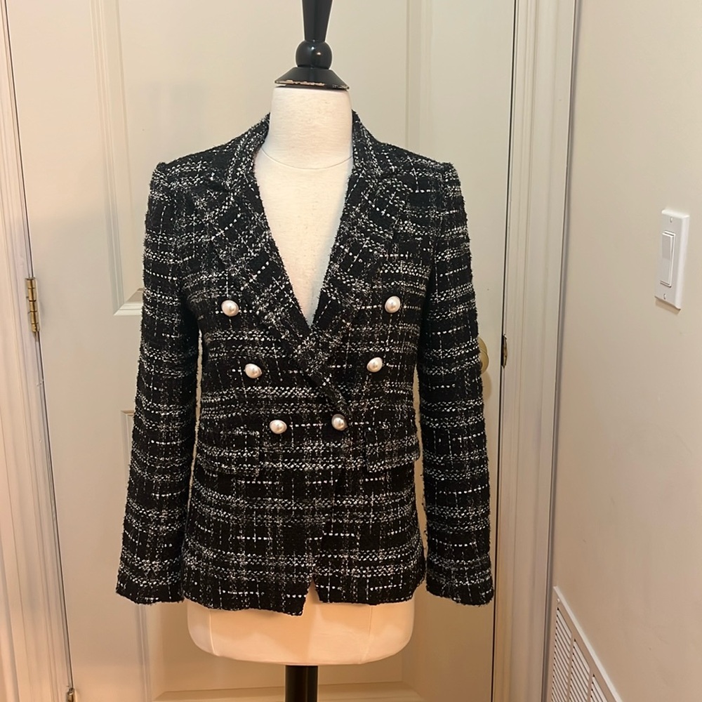 Generation Love Black Metallic Tweed Blazer